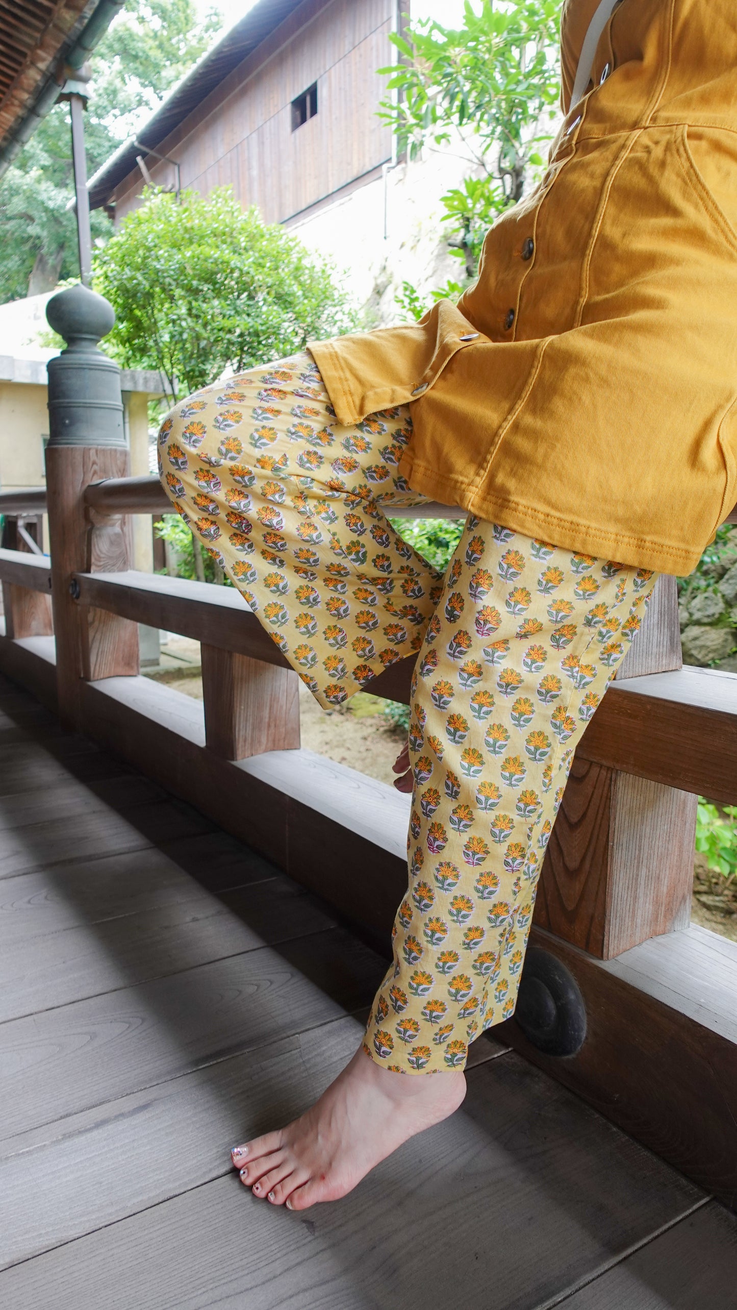 ブロックプリント イージーパンツ Yellow