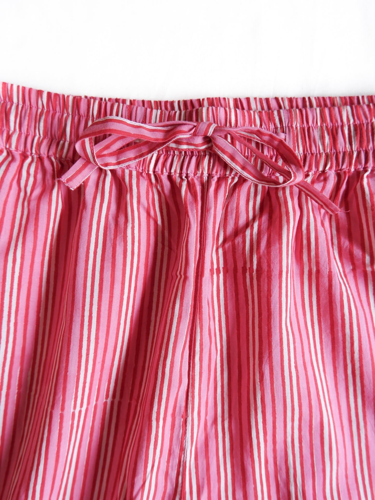 ブロックプリント イージーパンツ Pink stripe
