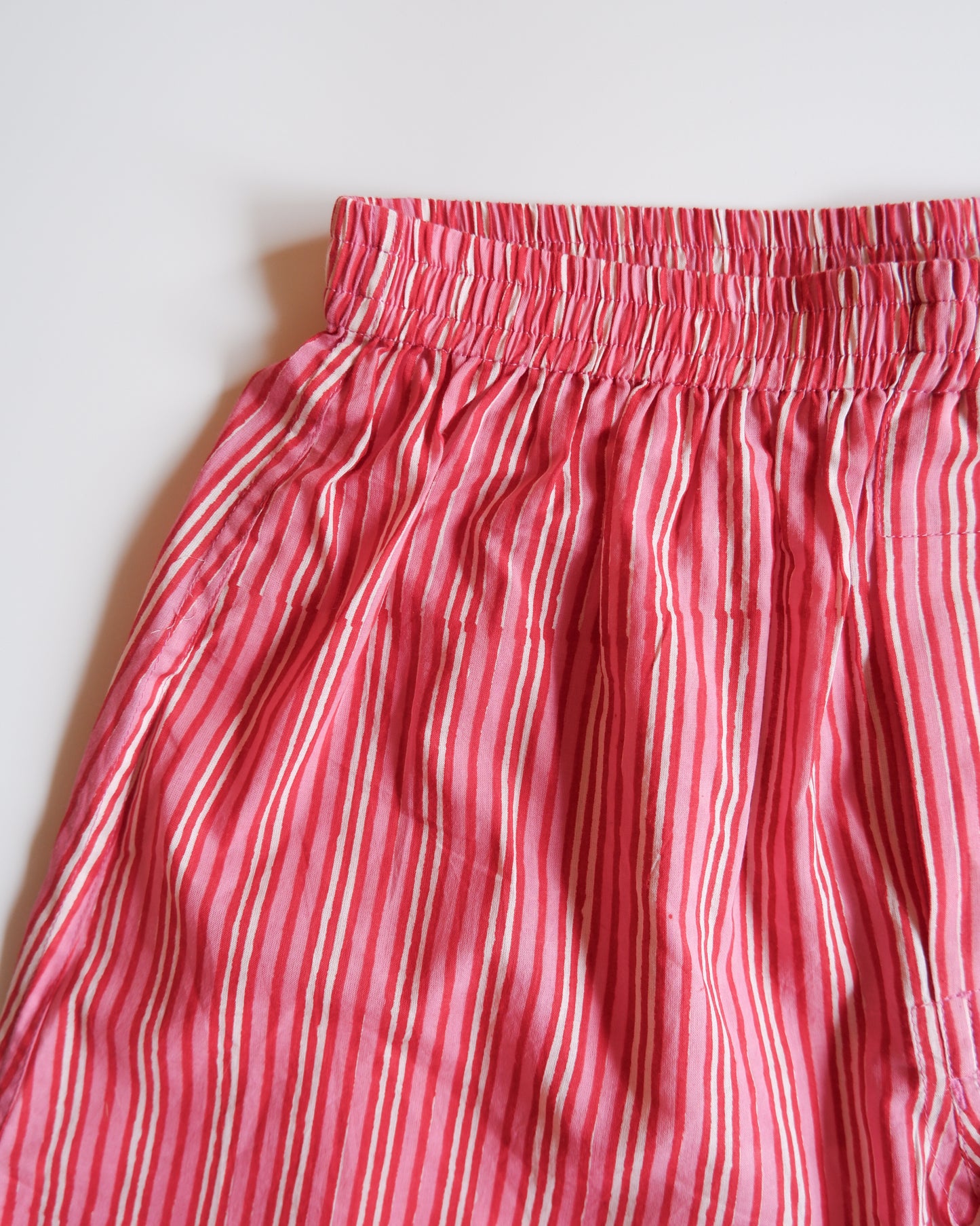 ブロックプリントユニセックストランクス【Mサイズ】Pink stripe