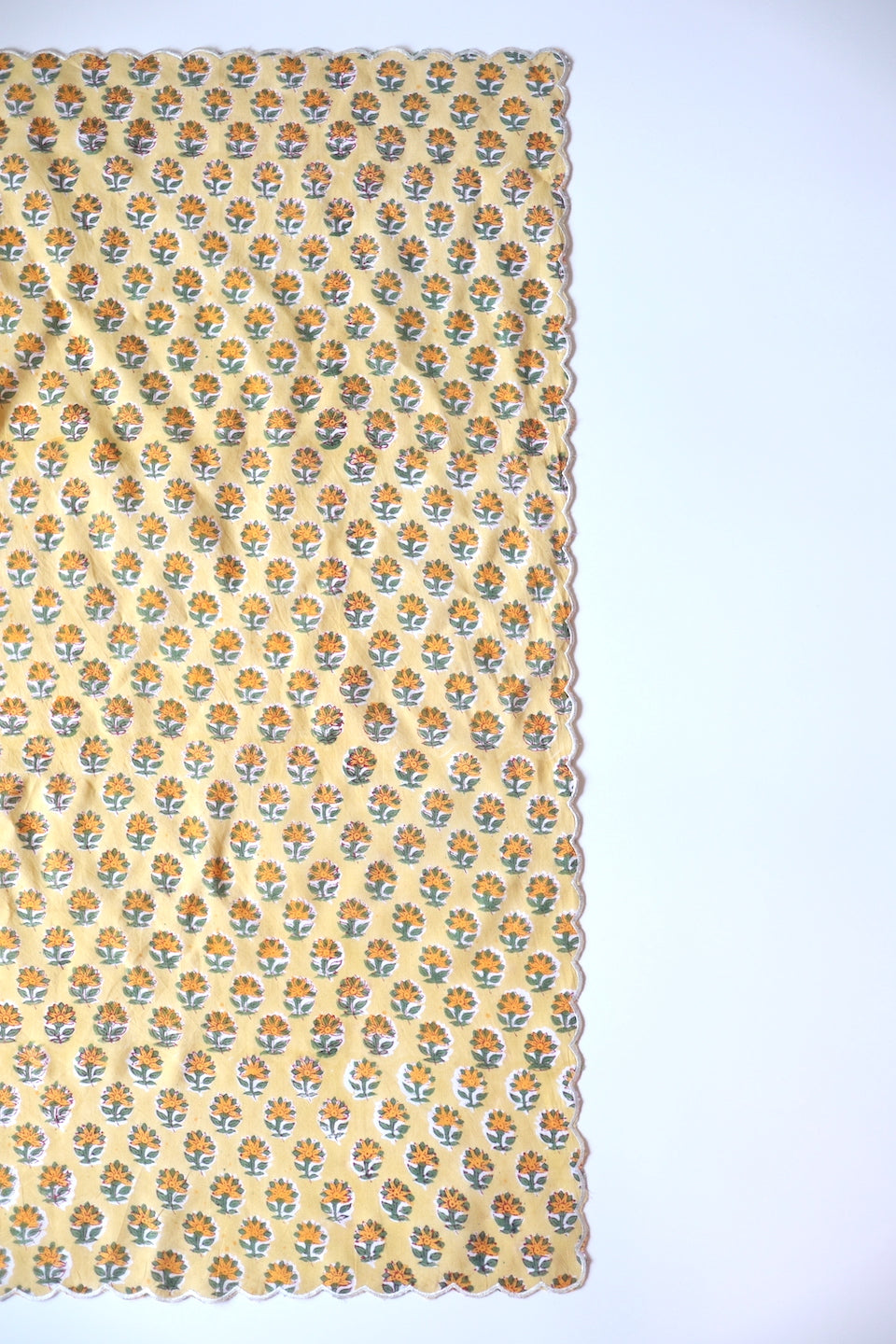 ブロックプリント スカーフ【90×90cm】Yellow