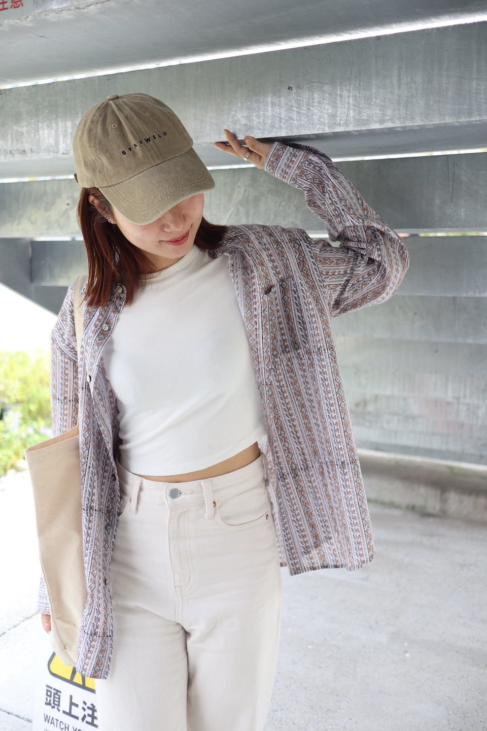 ブロックプリント ユニセックス ロングスリーブシャツ Elegant stripe