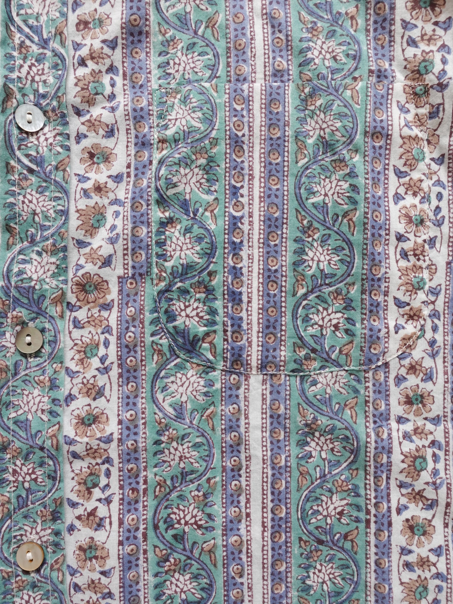 ブロックプリント ユニセックス ロングスリーブシャツ Vintage phool