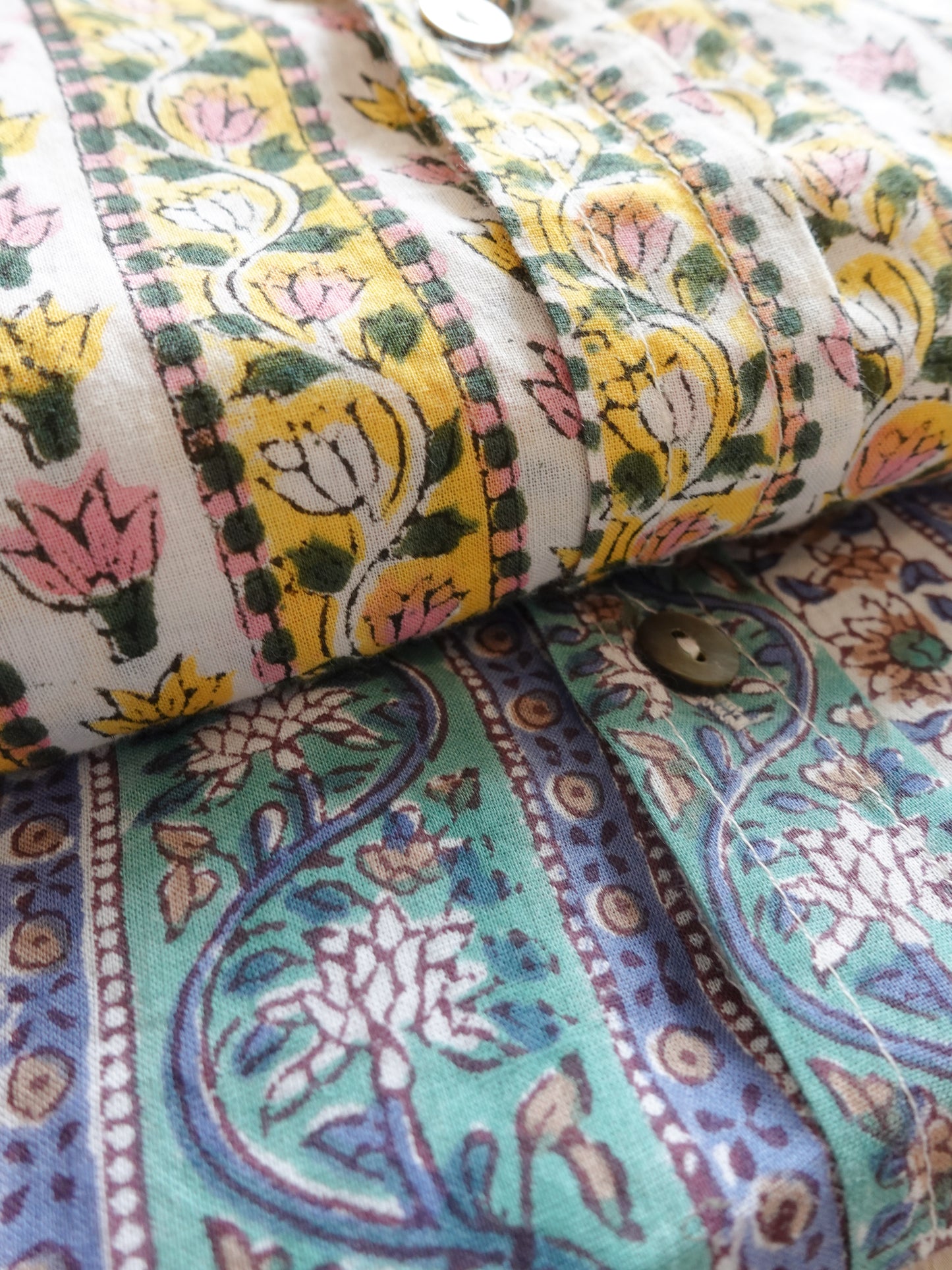 ブロックプリント ユニセックス ロングスリーブシャツ Vintage phool