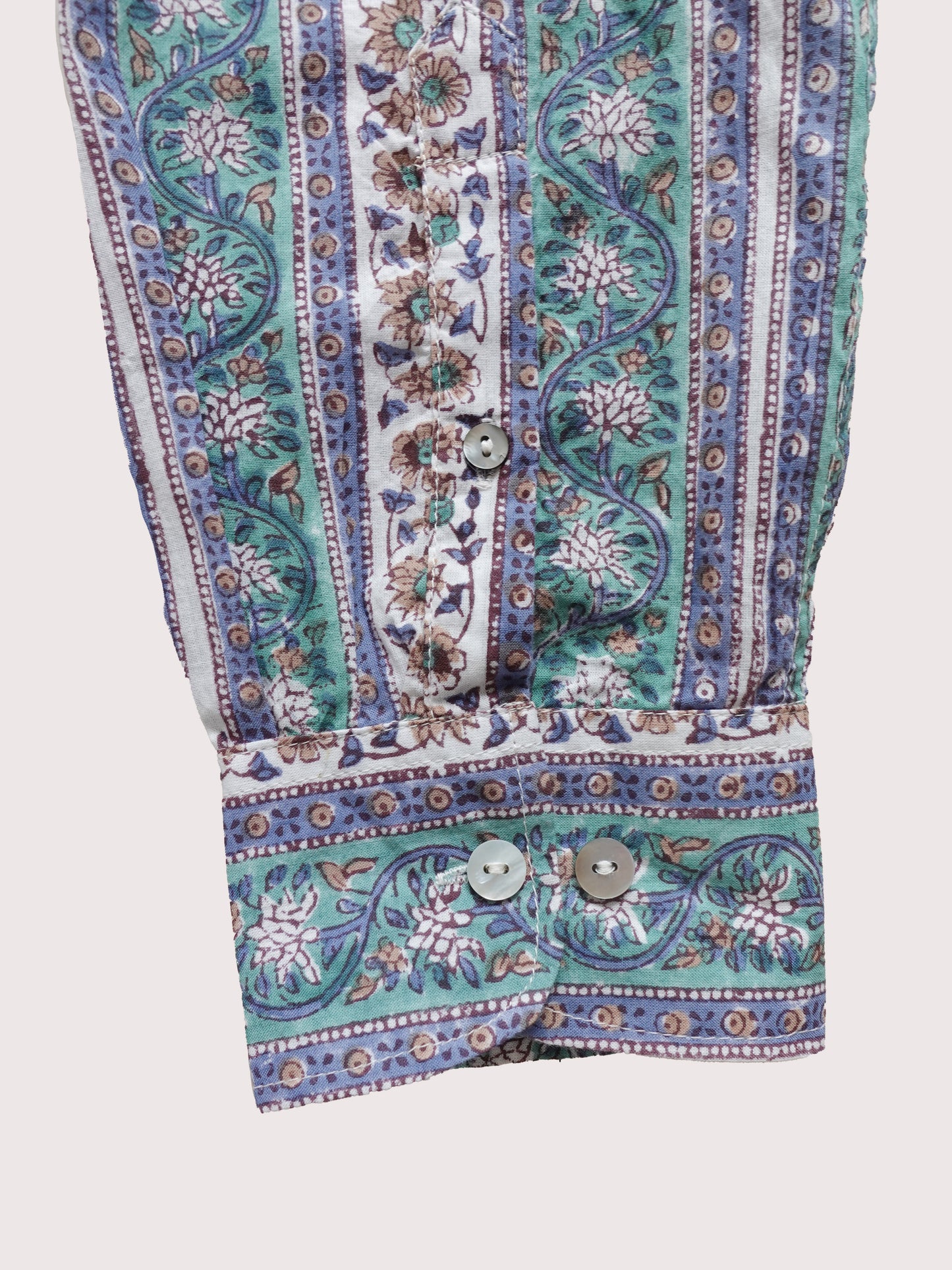 ブロックプリント ユニセックス ロングスリーブシャツ Vintage phool