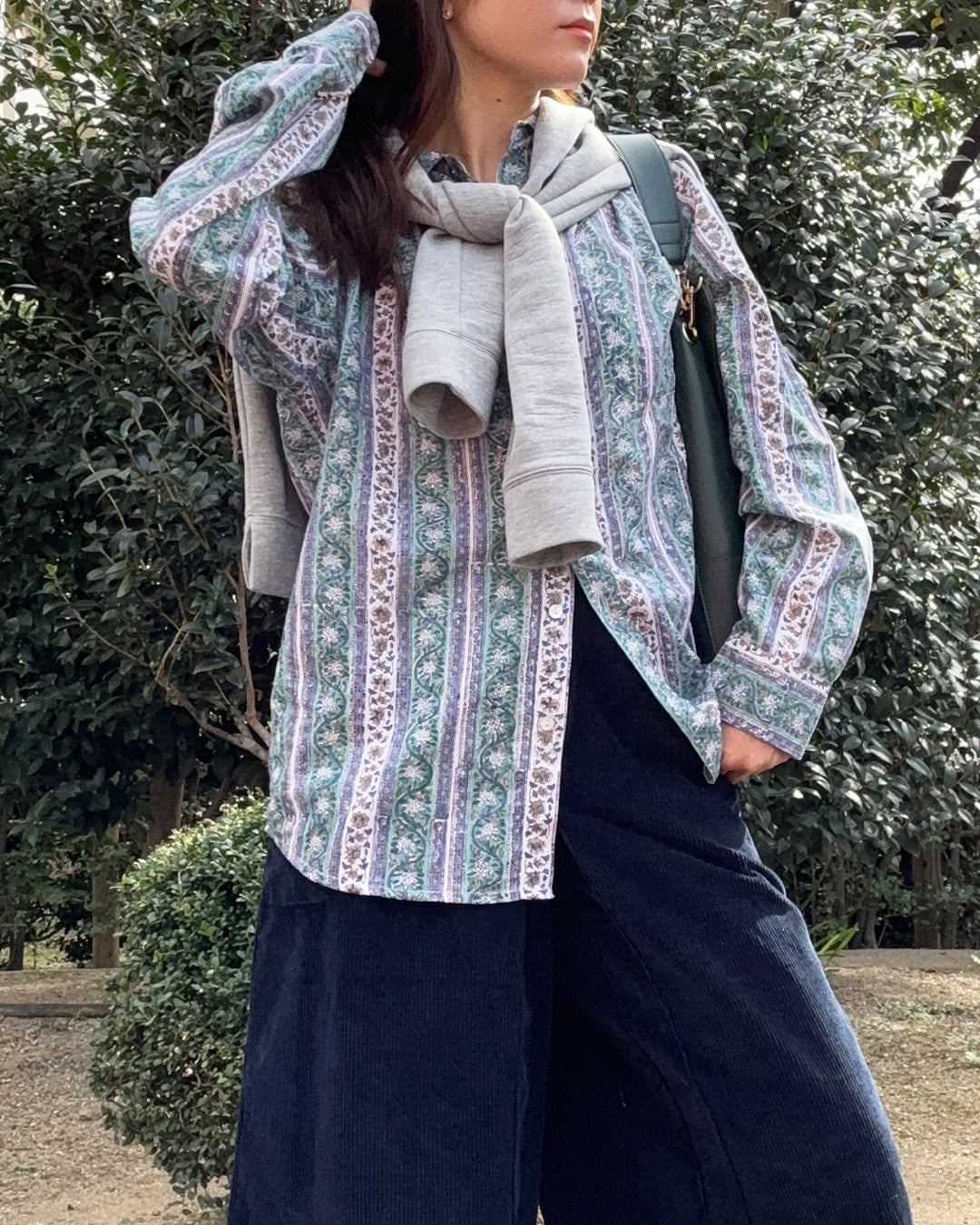ブロックプリント ユニセックス ロングスリーブシャツ Vintage phool