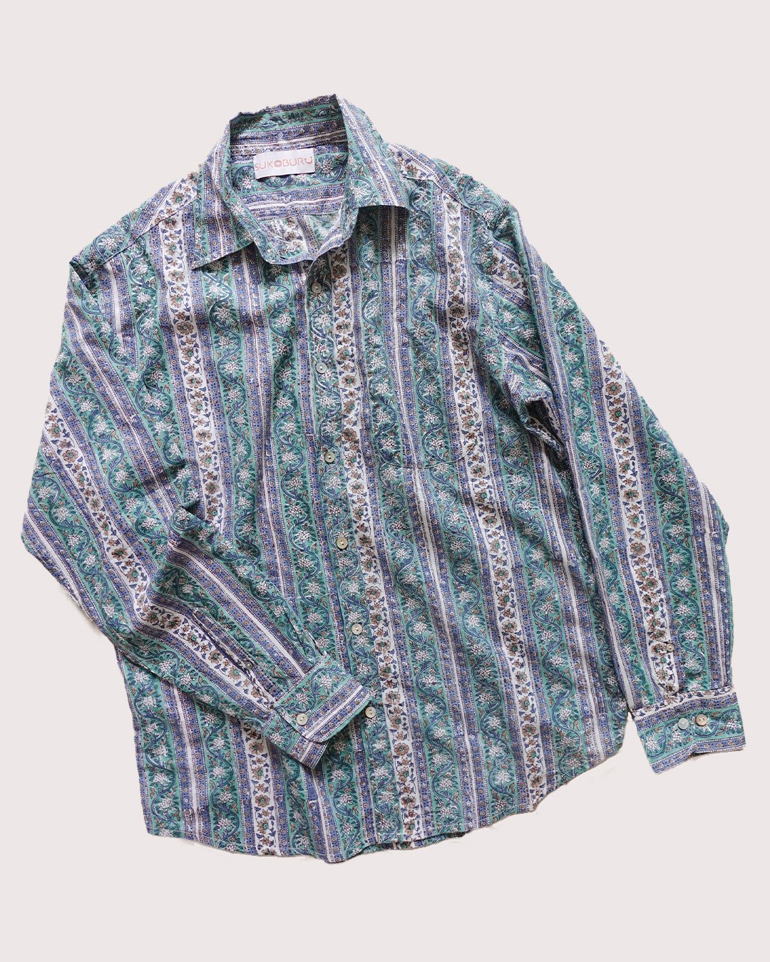 ブロックプリント ユニセックス ロングスリーブシャツ Vintage phool