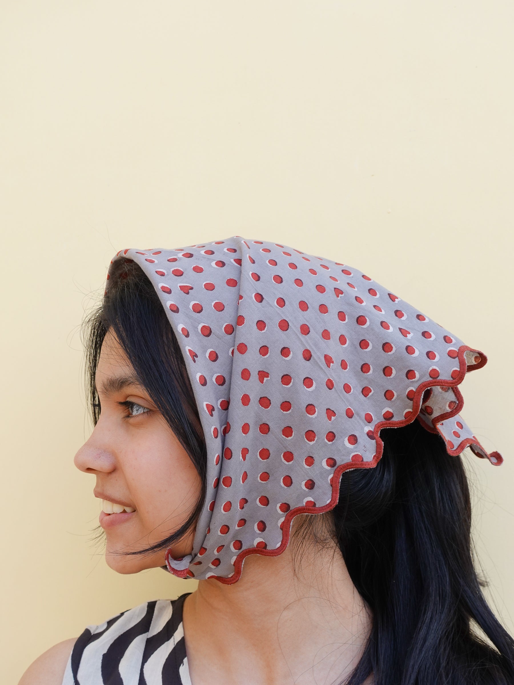 Wave Embroidered Handkerchief | Hidden Heart Ash