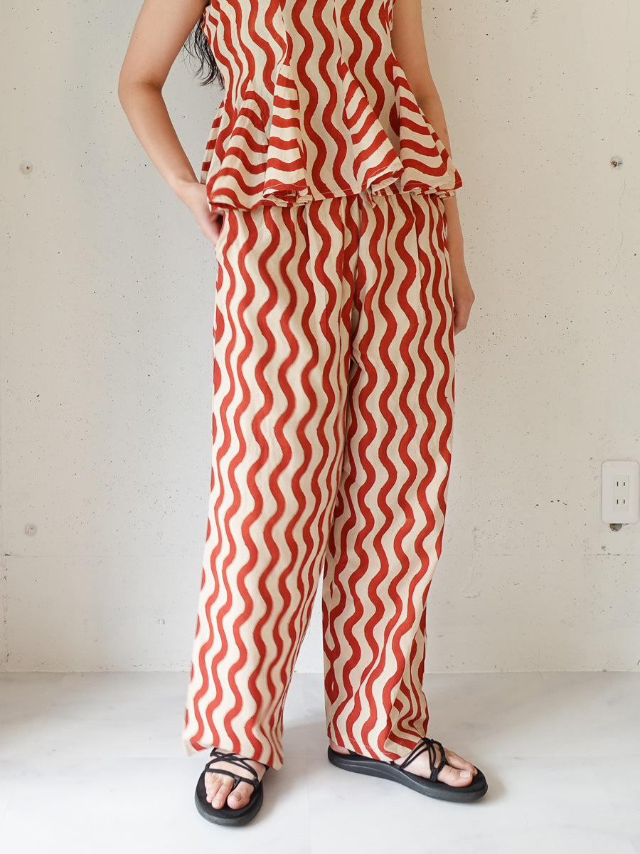 Unisex Easy Pants | Wavy Red