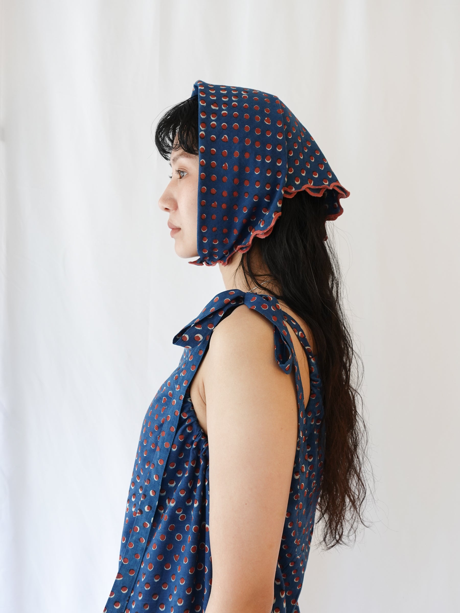 Wave Embroidered Handkerchief | Hidden Heart Indigo