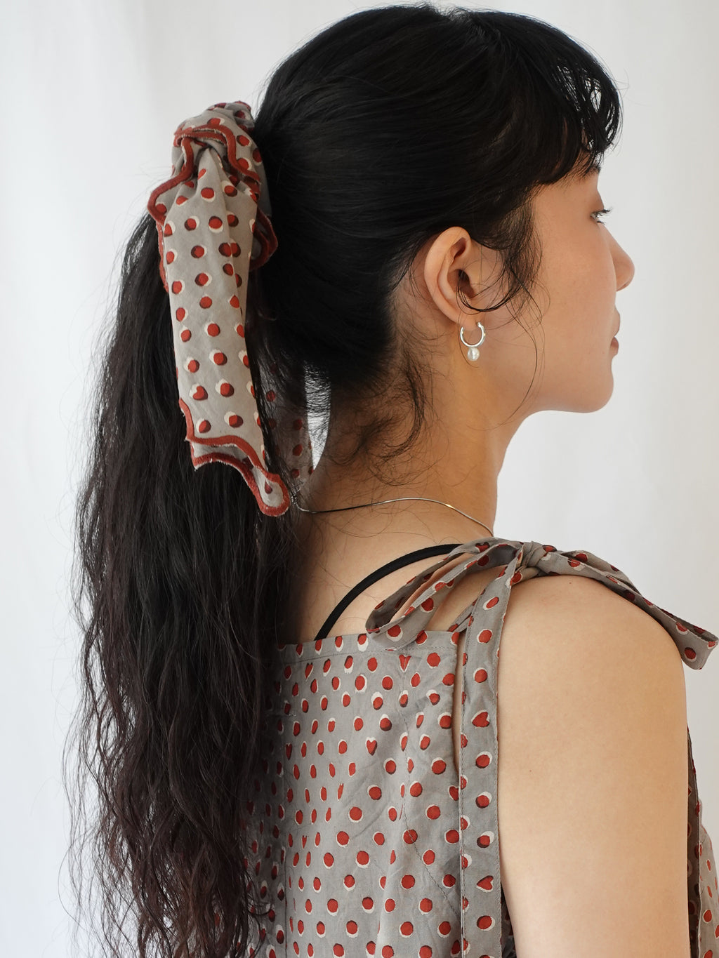 Wave Embroidered Handkerchief | Hidden Heart Ash