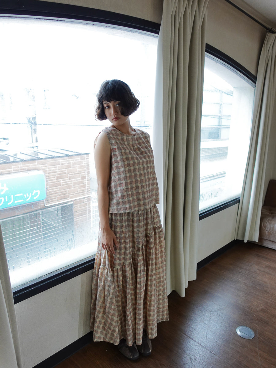 Wavy Gathered Skirt | Wavy Check