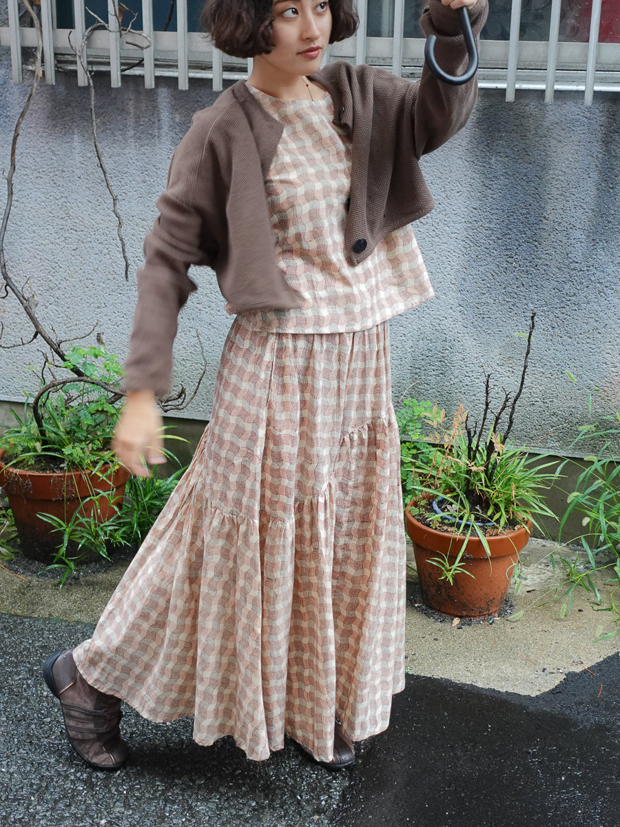 Wavy Gathered Skirt | Wavy Check