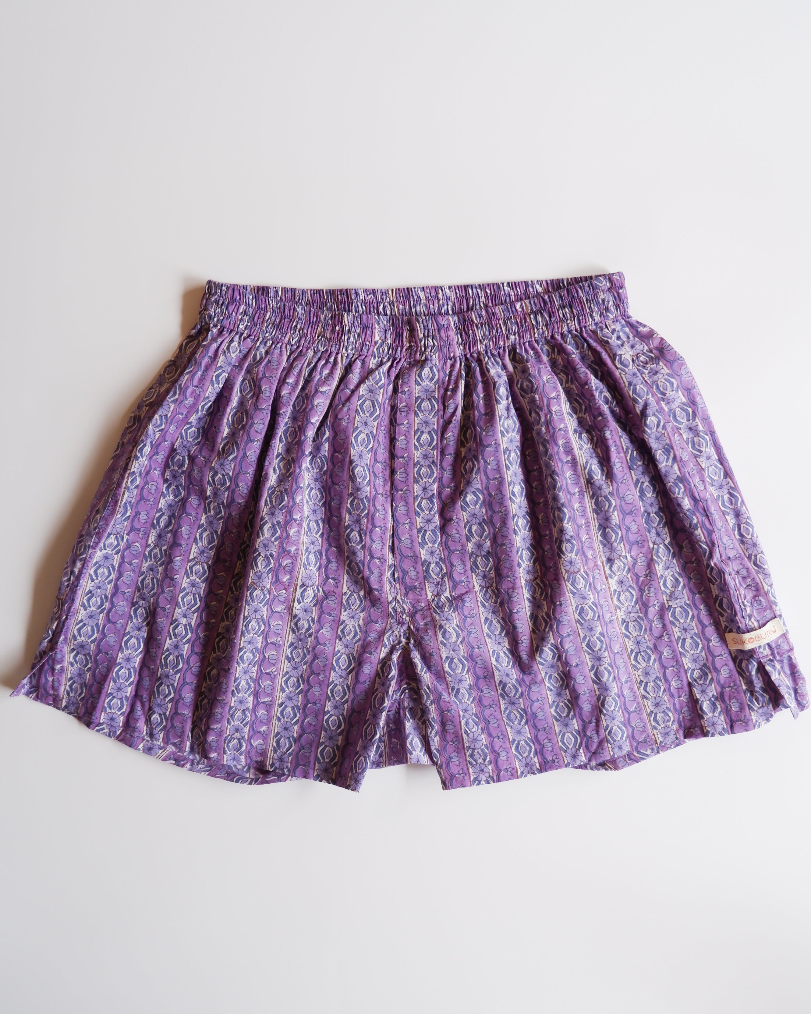 Unisex Trunks-Purple flower stripe【L】