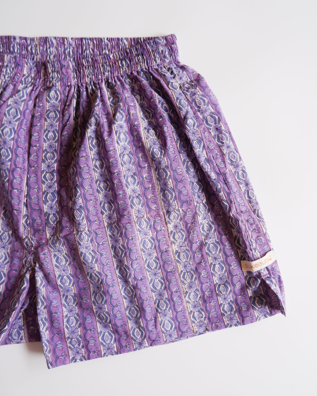 Unisex Trunks-Purple flower stripe【L】