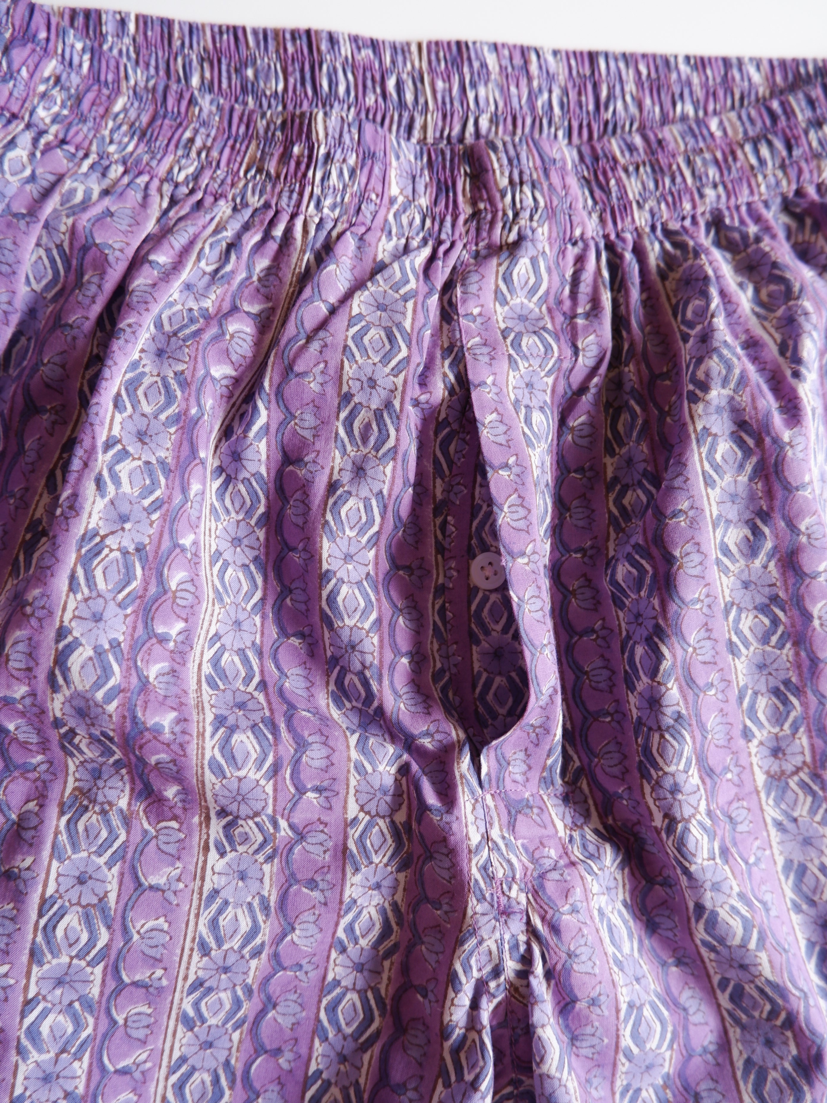 Unisex Trunks-Purple flower stripe【L】