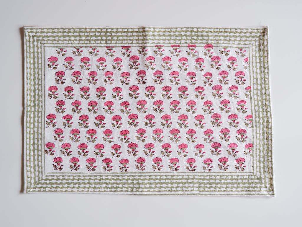 Place Mat Set-Pink flower