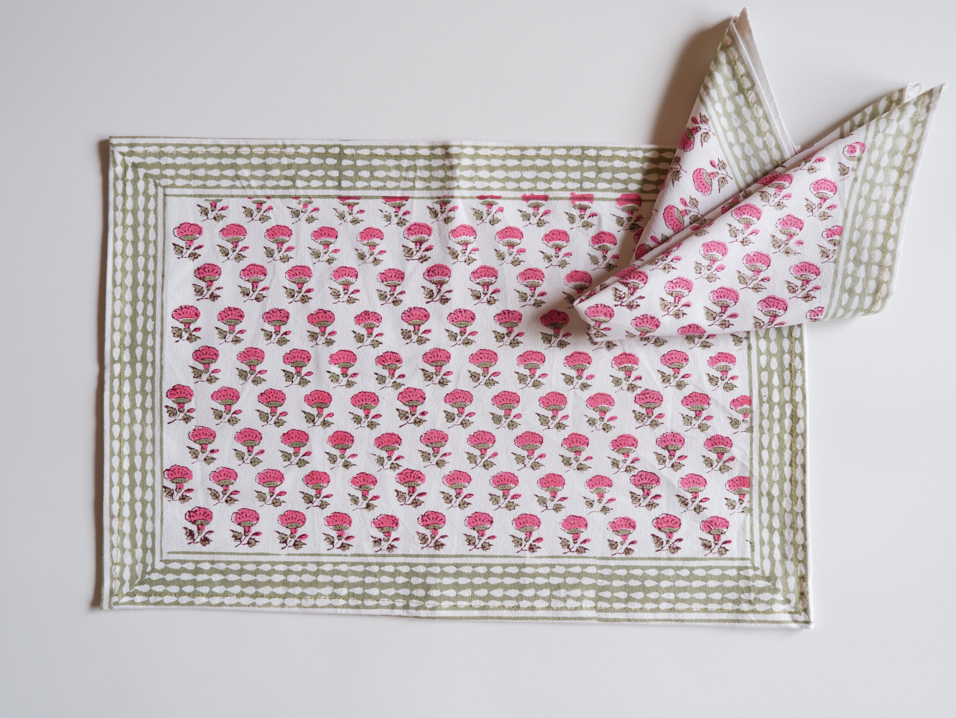 Place Mat Set-Pink flower