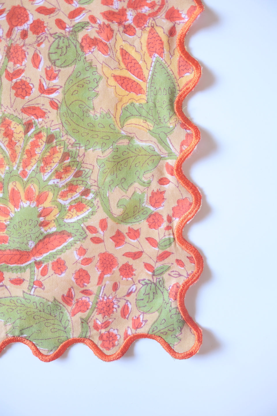 Wave Embroidered Handkerchief |  Citrus