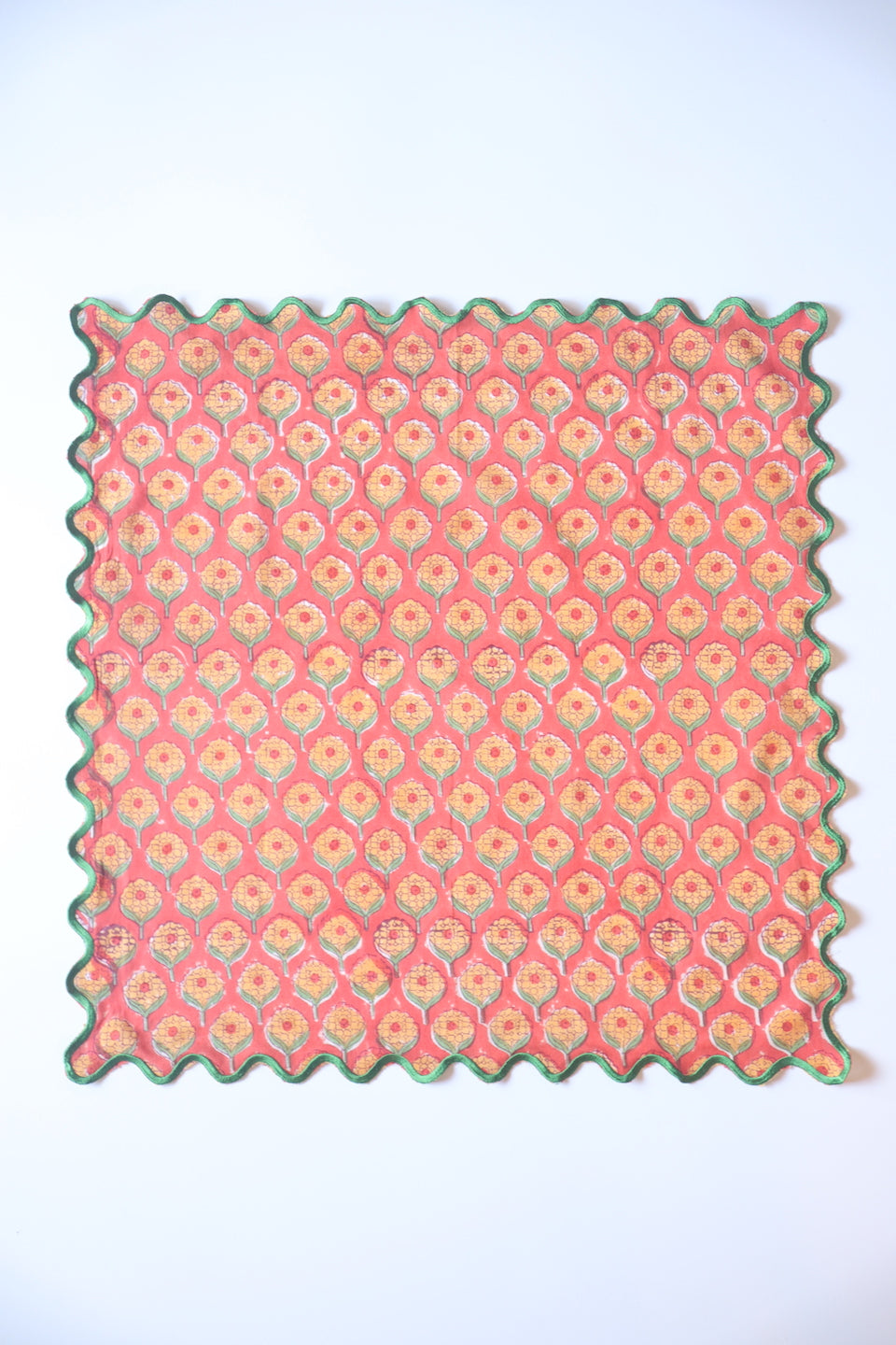 Wave Embroidered Handkerchief | Corn