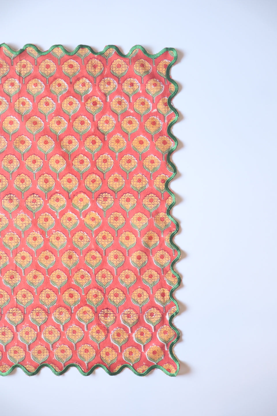 Wave Embroidered Handkerchief | Corn