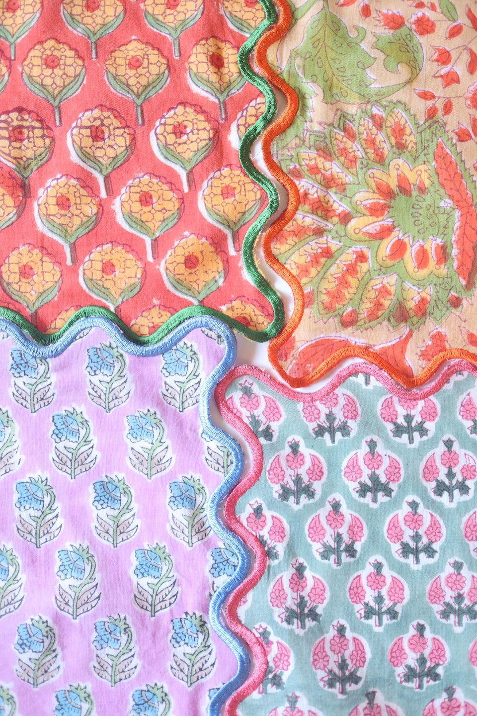 Wave Embroidered Handkerchief | Corn