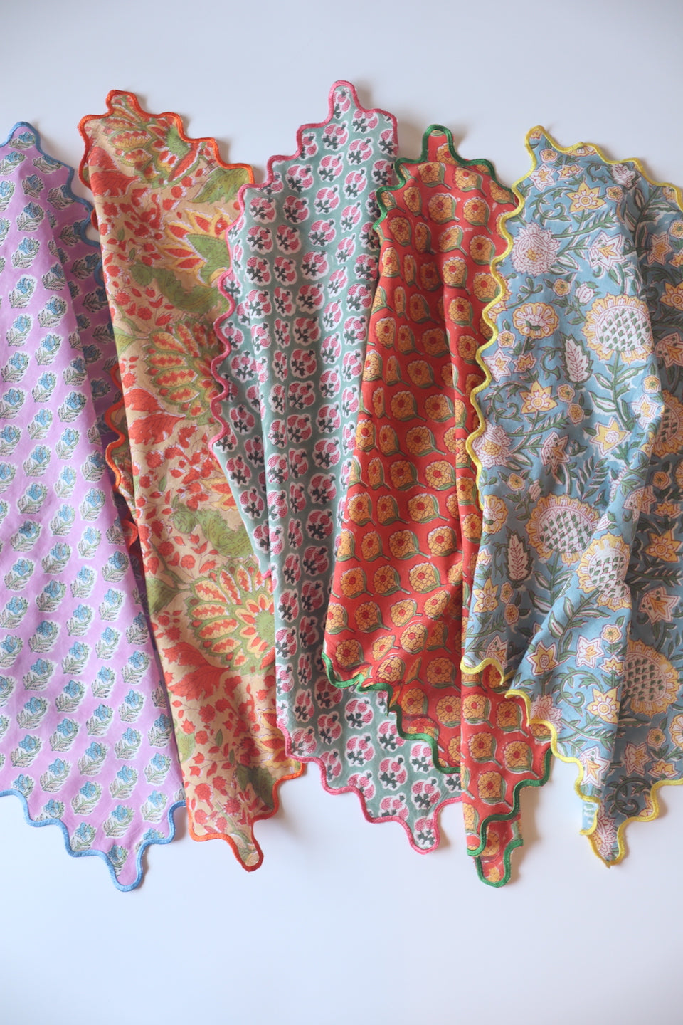 Wave Embroidered Handkerchief |  Citrus