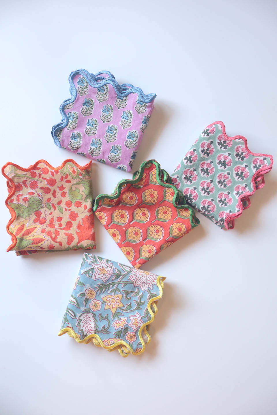 Wave Embroidered Handkerchief | Corn