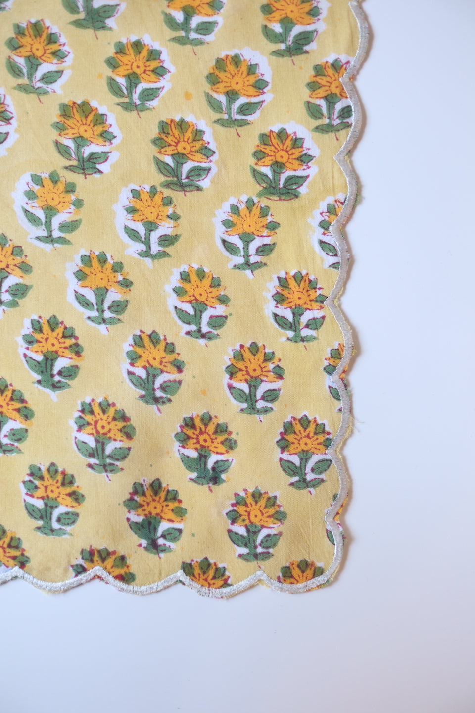 Block Print Scarf [90x90cm] Yellow