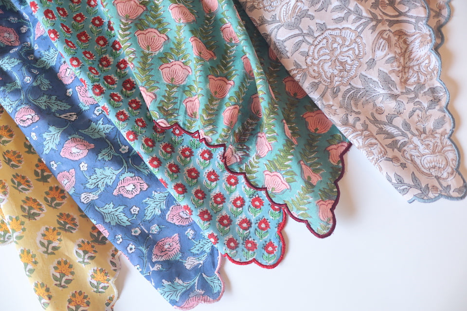 Block Print Scarf [90x90cm] Yellow