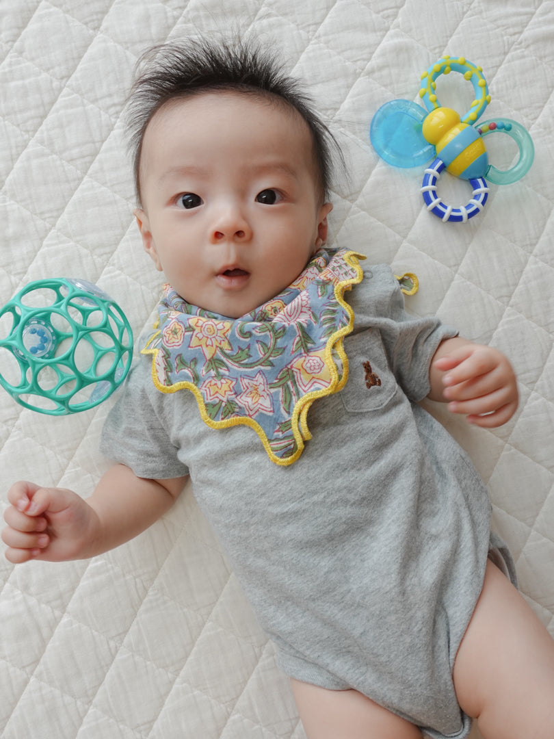 Wave Embroidered Handkerchief |  Citrus