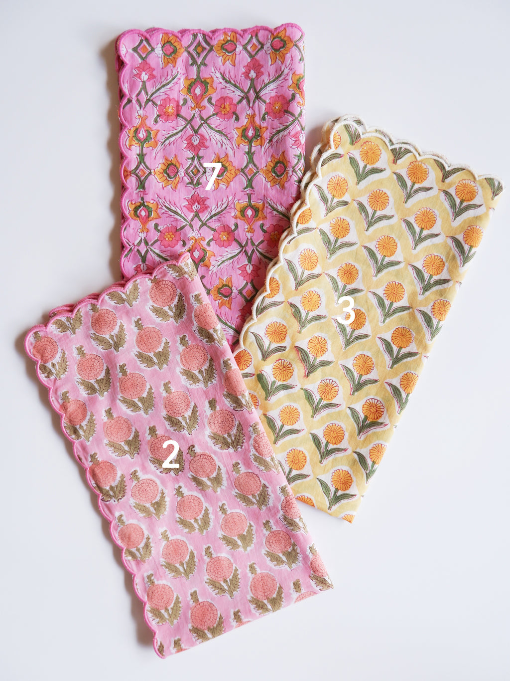 Block Print Scarf [70x70cm] (Large Handkerchief) Pink