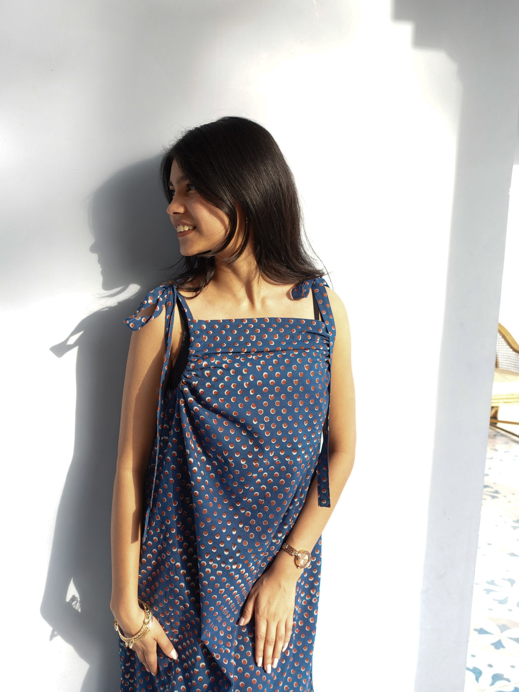 Self-Tie Dress | Hidden Heart Indigo
