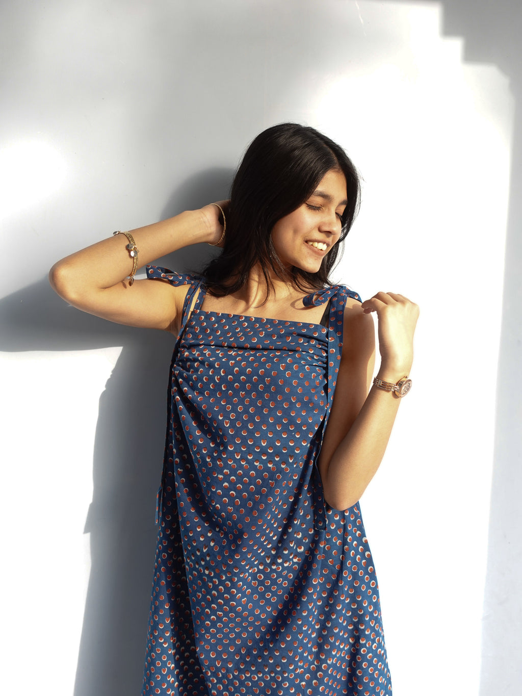 Self-Tie Dress | Hidden Heart Indigo
