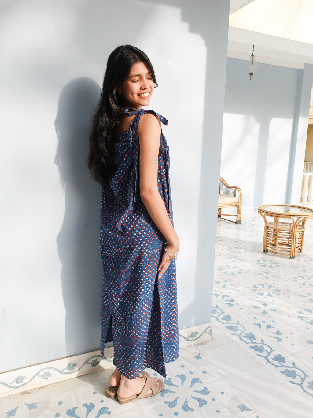 Self-Tie Dress | Hidden Heart Indigo