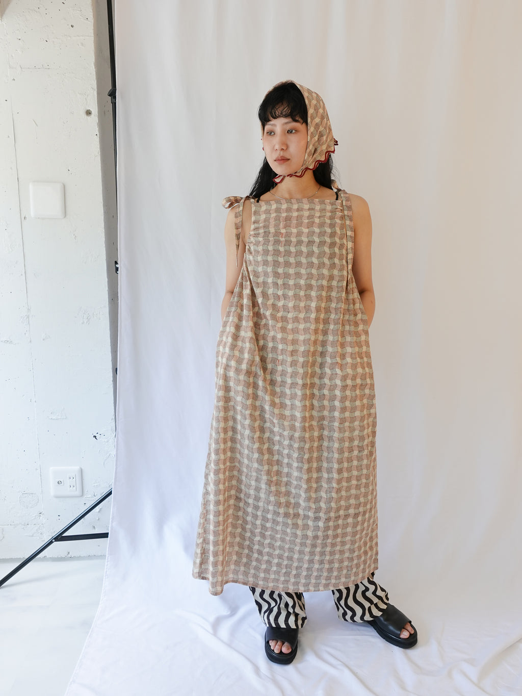 Self-Tie Dress | Wavy Check