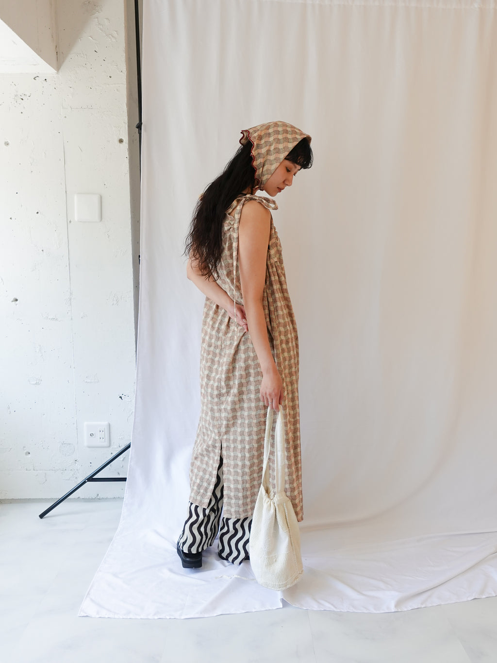 Self-Tie Dress | Wavy Check