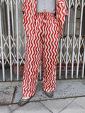 Unisex Easy Pants | Wavy Red