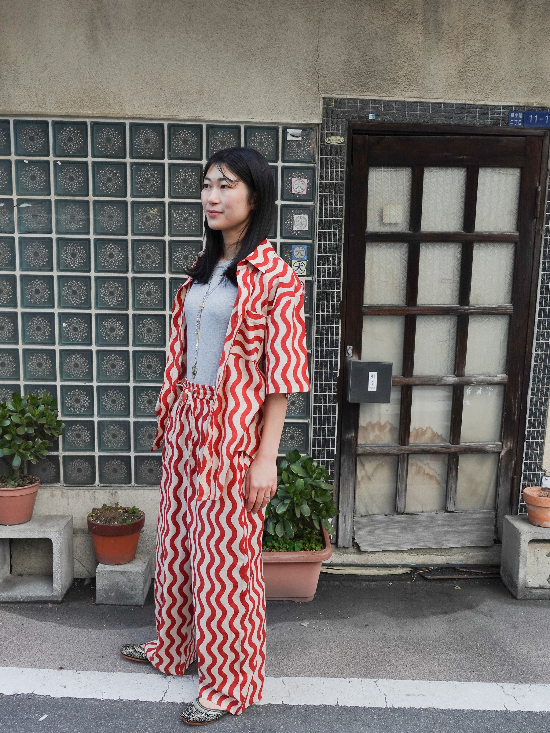 Unisex Easy Pants | Wavy Red