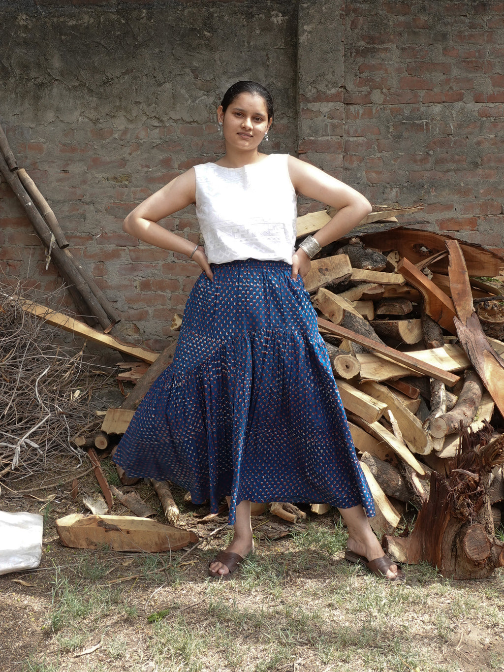 Wavy gathered skirt | Hidden Heart Indigo