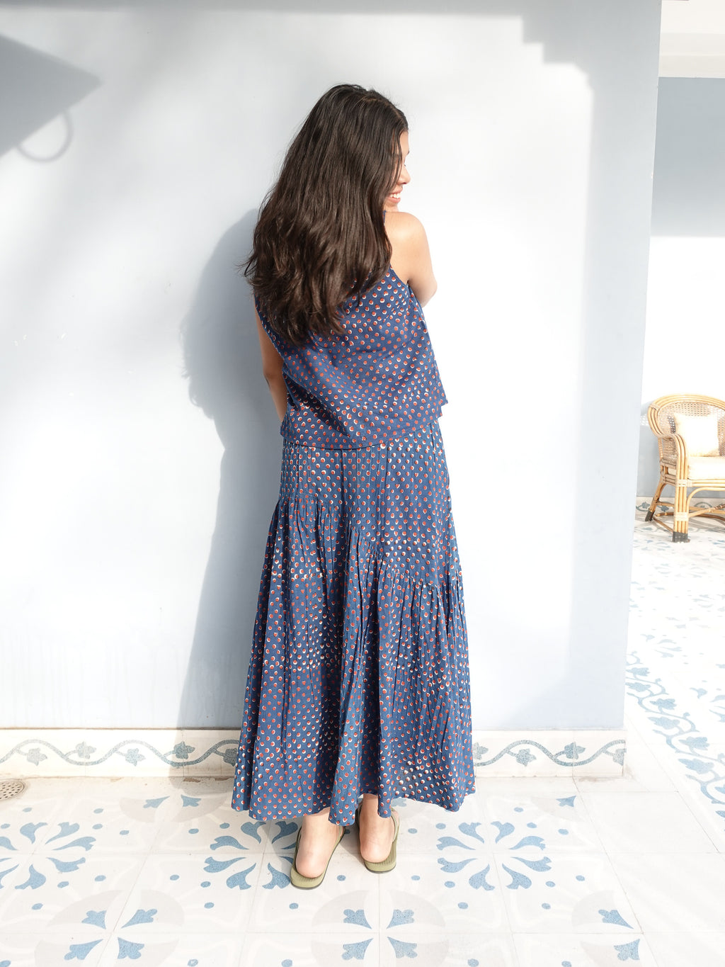 Wavy gathered skirt | Hidden Heart Indigo