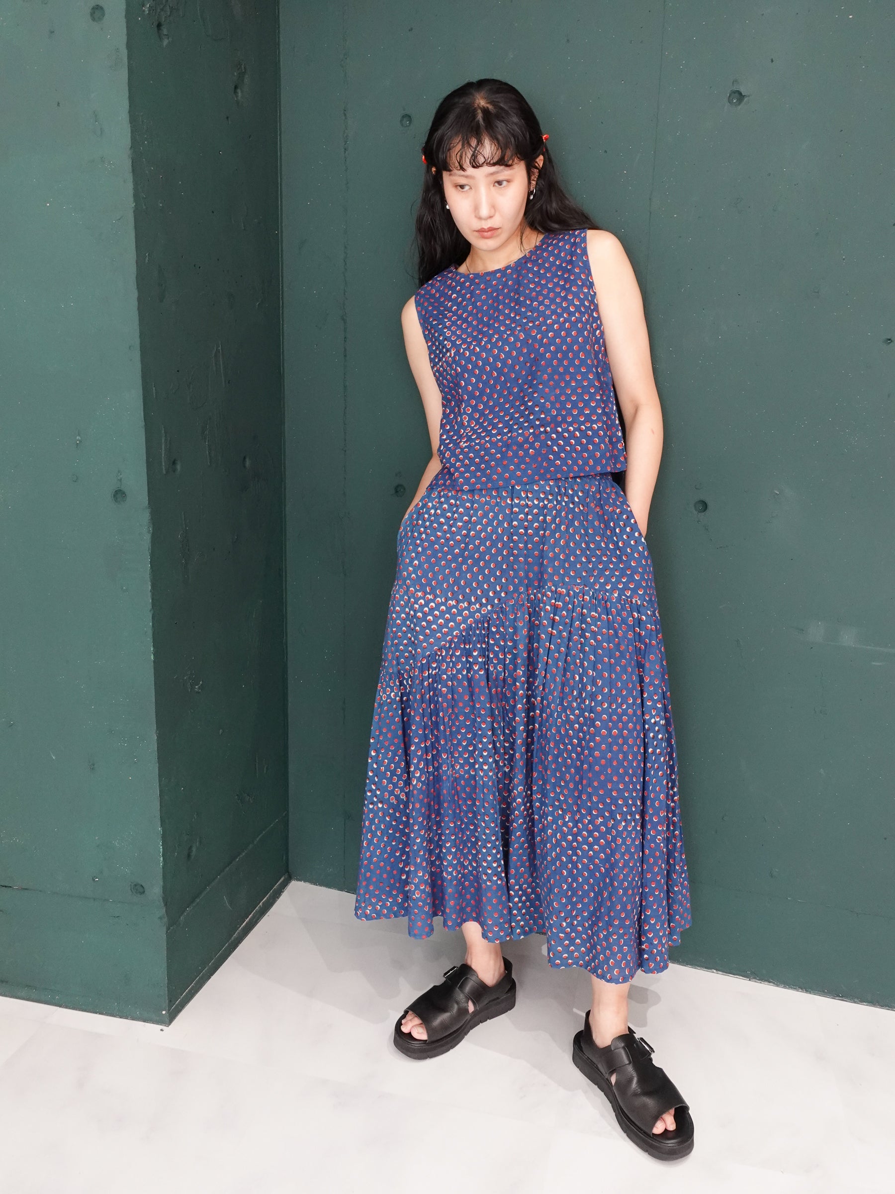 Wavy gathered skirt | Hidden Heart Indigo