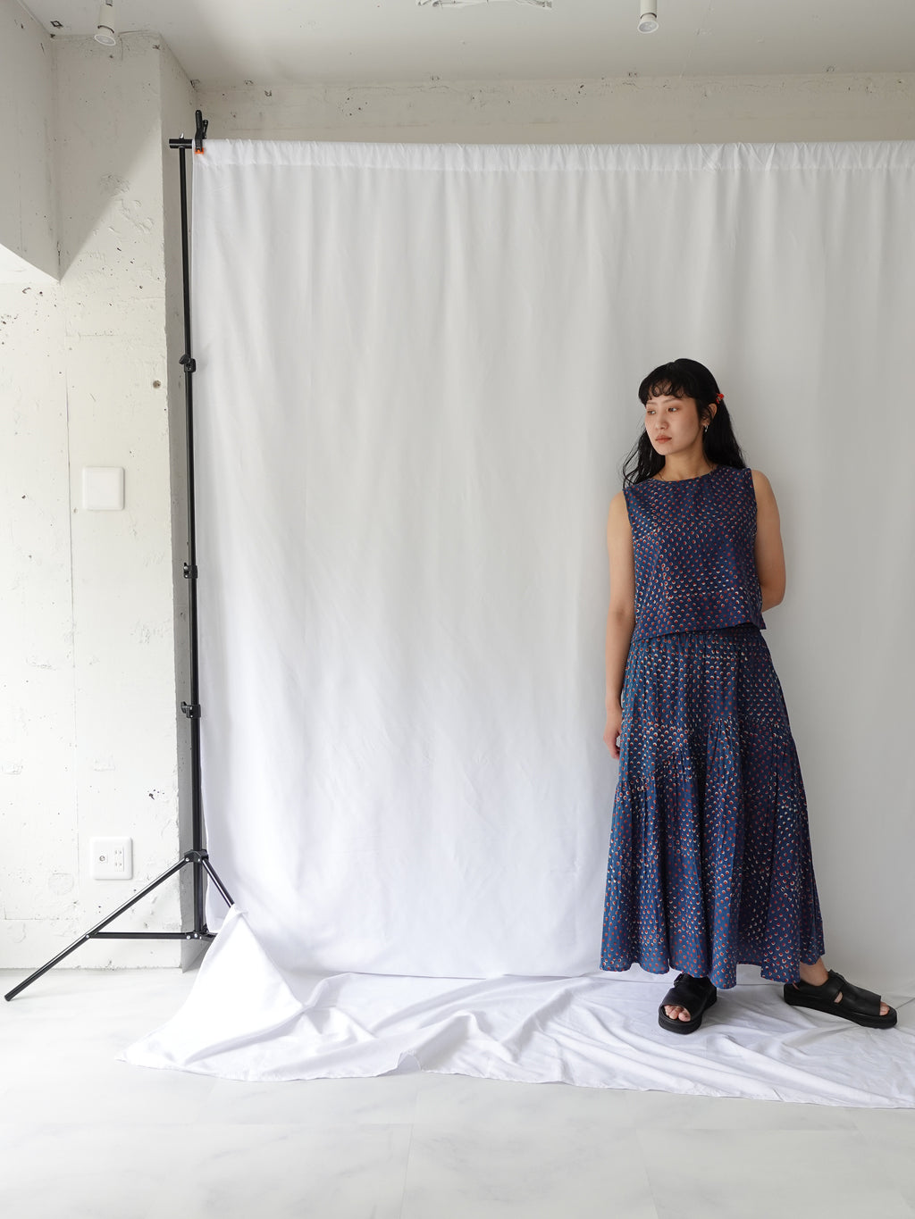 Wavy gathered skirt | Hidden Heart Indigo