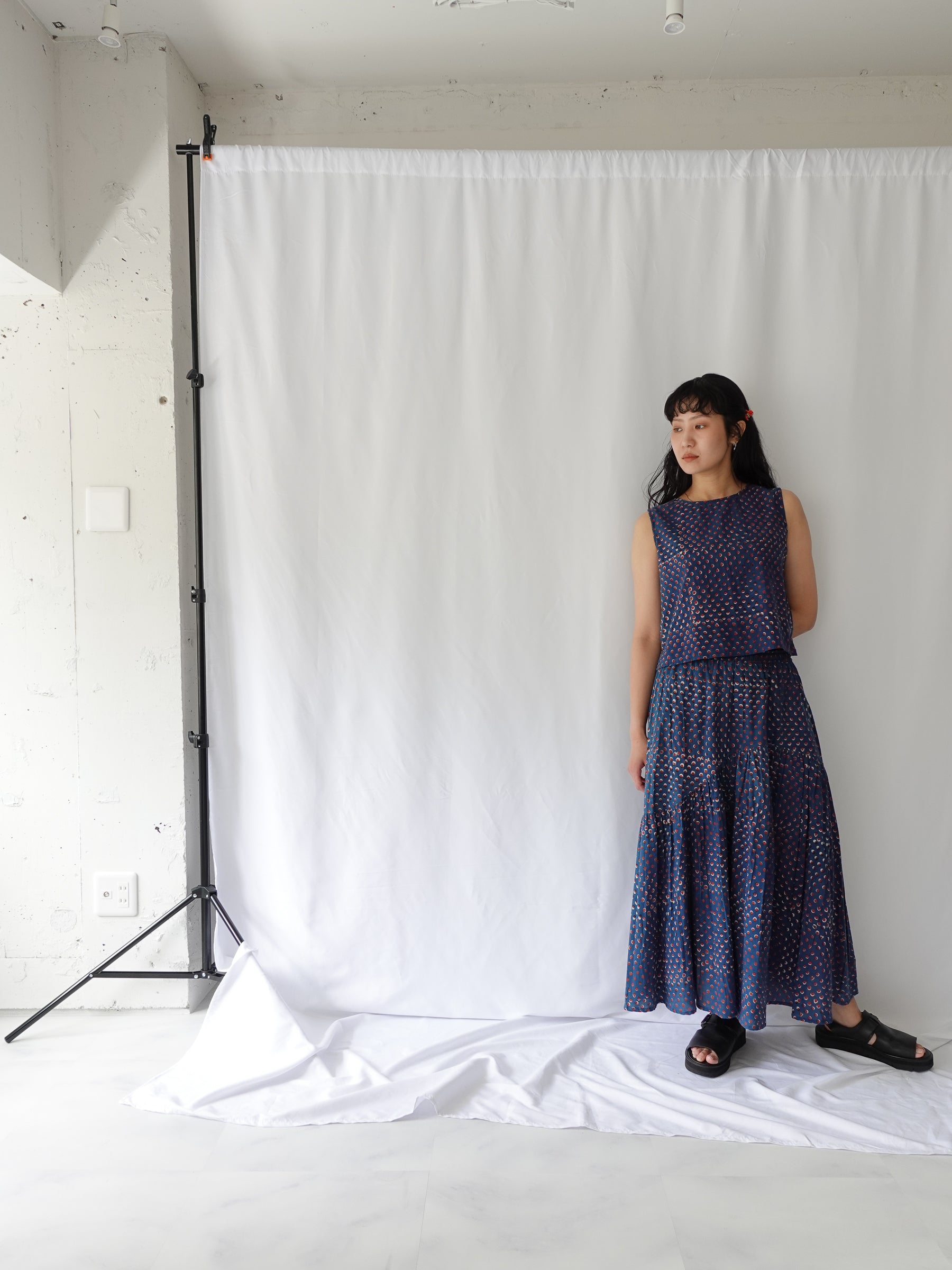 Wavy gathered skirt | Hidden Heart Indigo