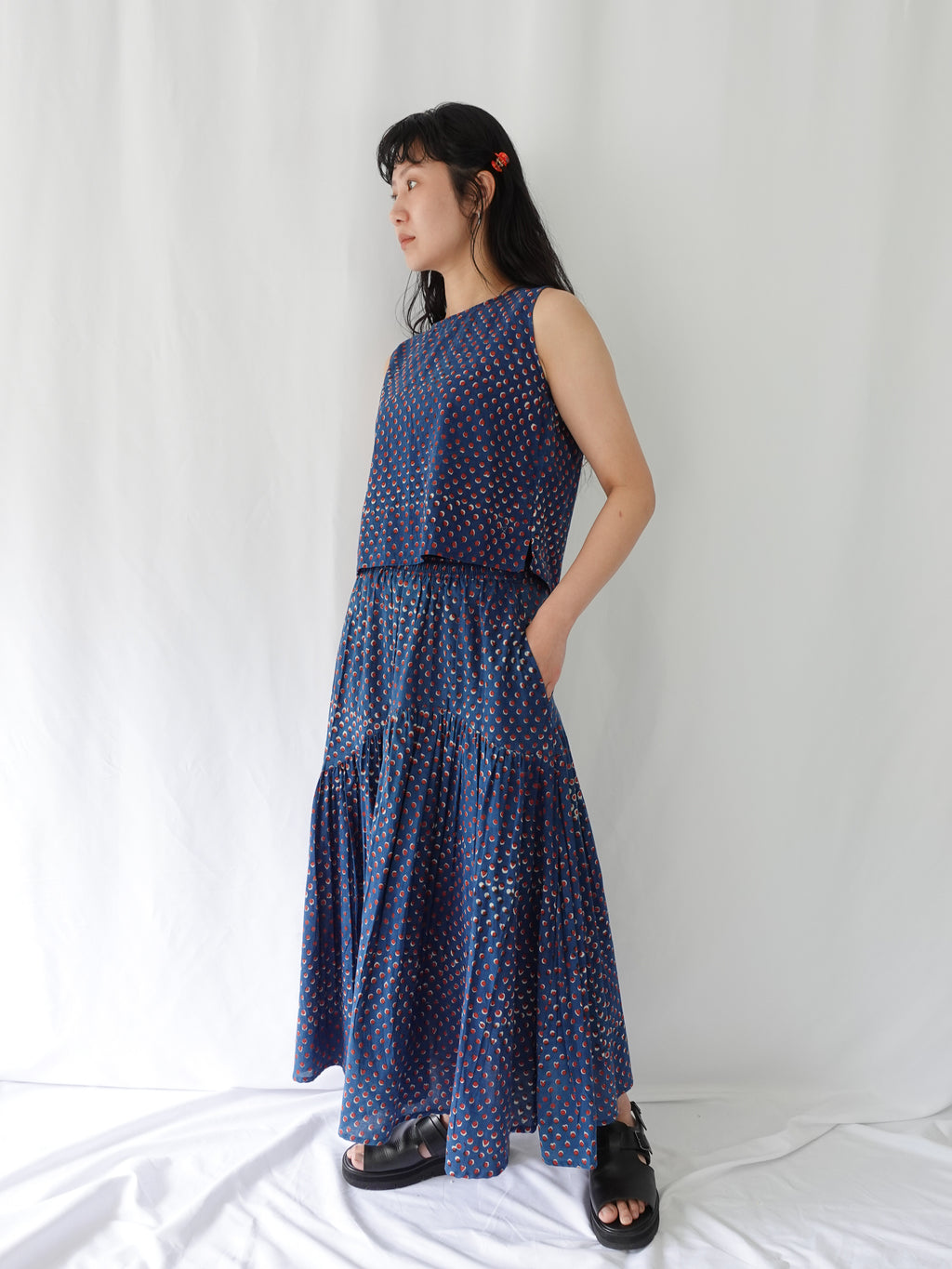 Wavy gathered skirt | Hidden Heart Indigo