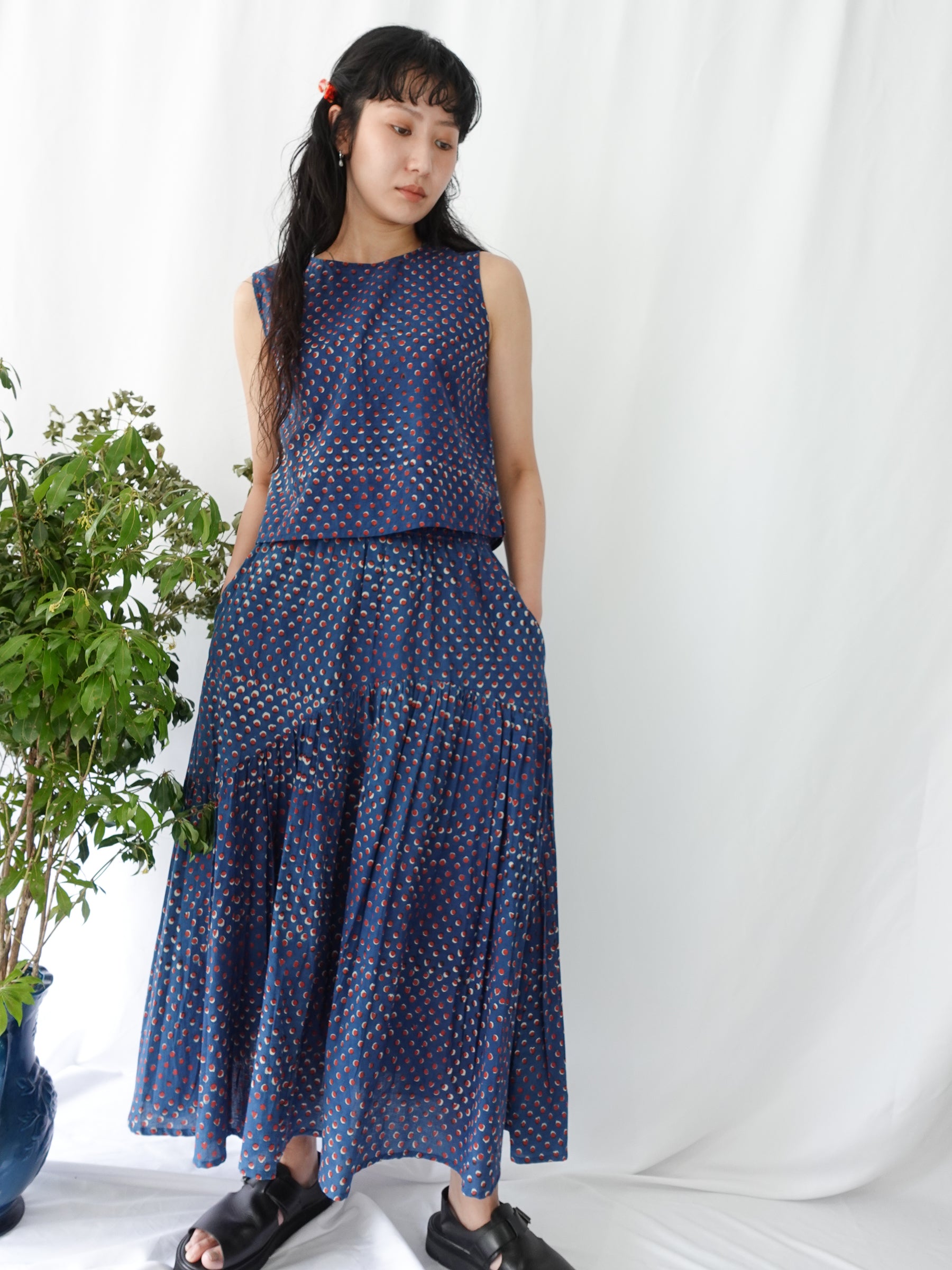Wavy gathered skirt | Hidden Heart Indigo