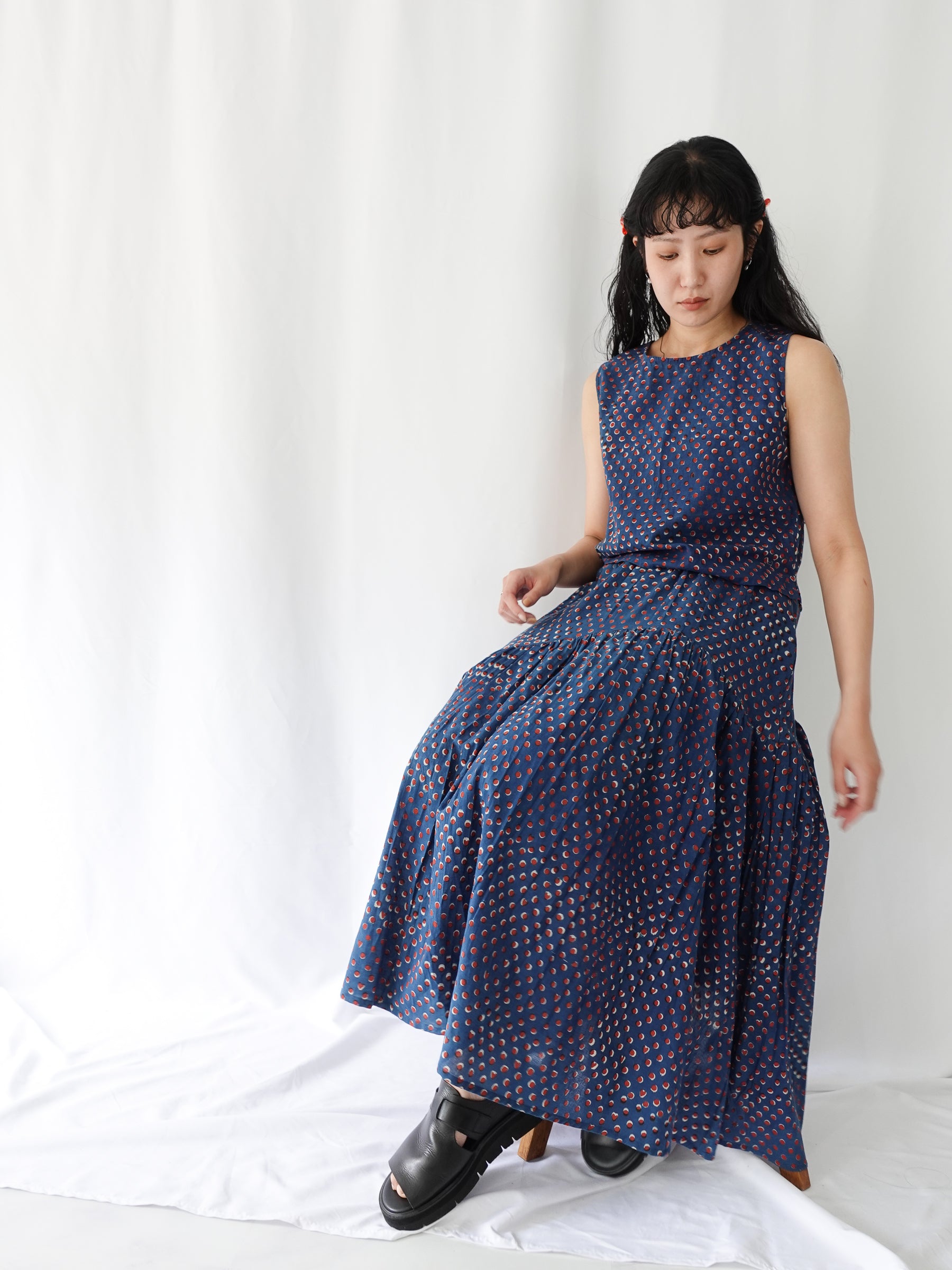 Wavy gathered skirt | Hidden Heart Indigo