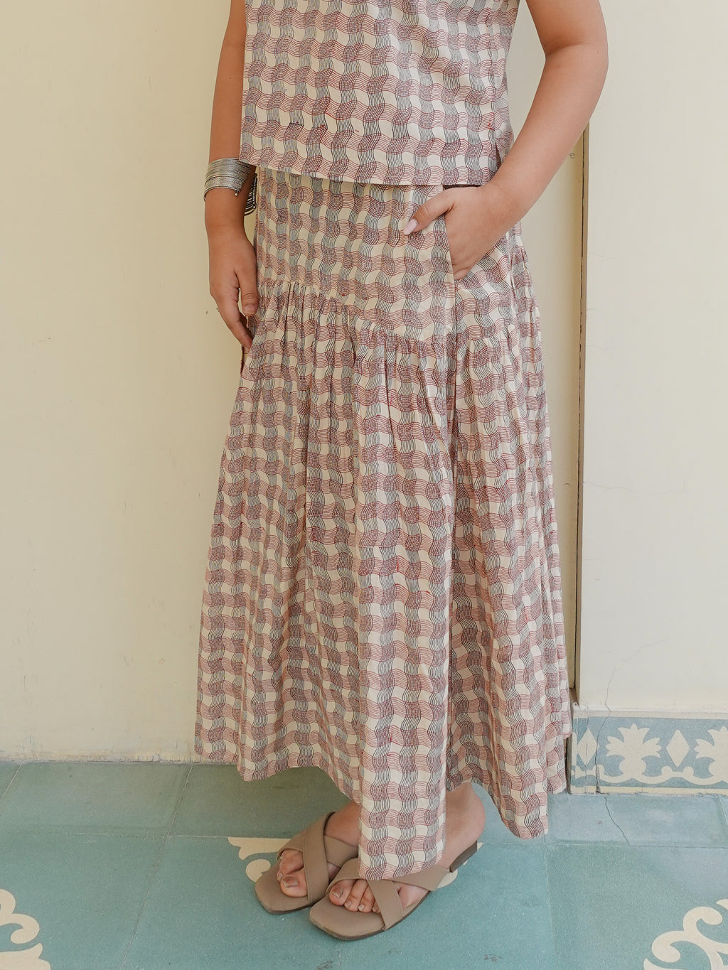 Wavy Gathered Skirt | Wavy Check