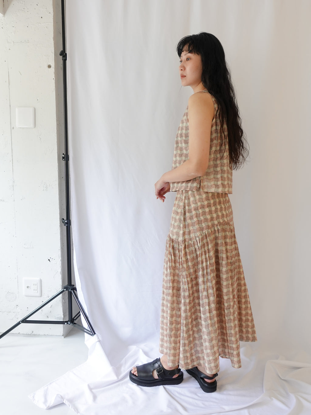 Wavy Gathered Skirt | Wavy Check