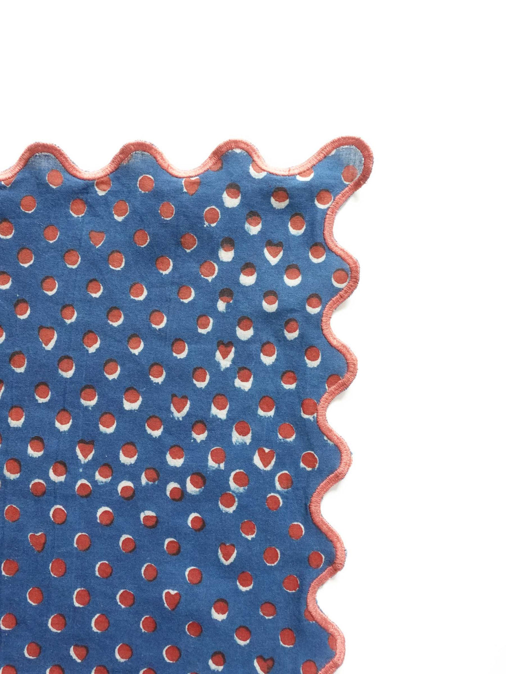 Wave Embroidered Handkerchief | Hidden Heart Indigo