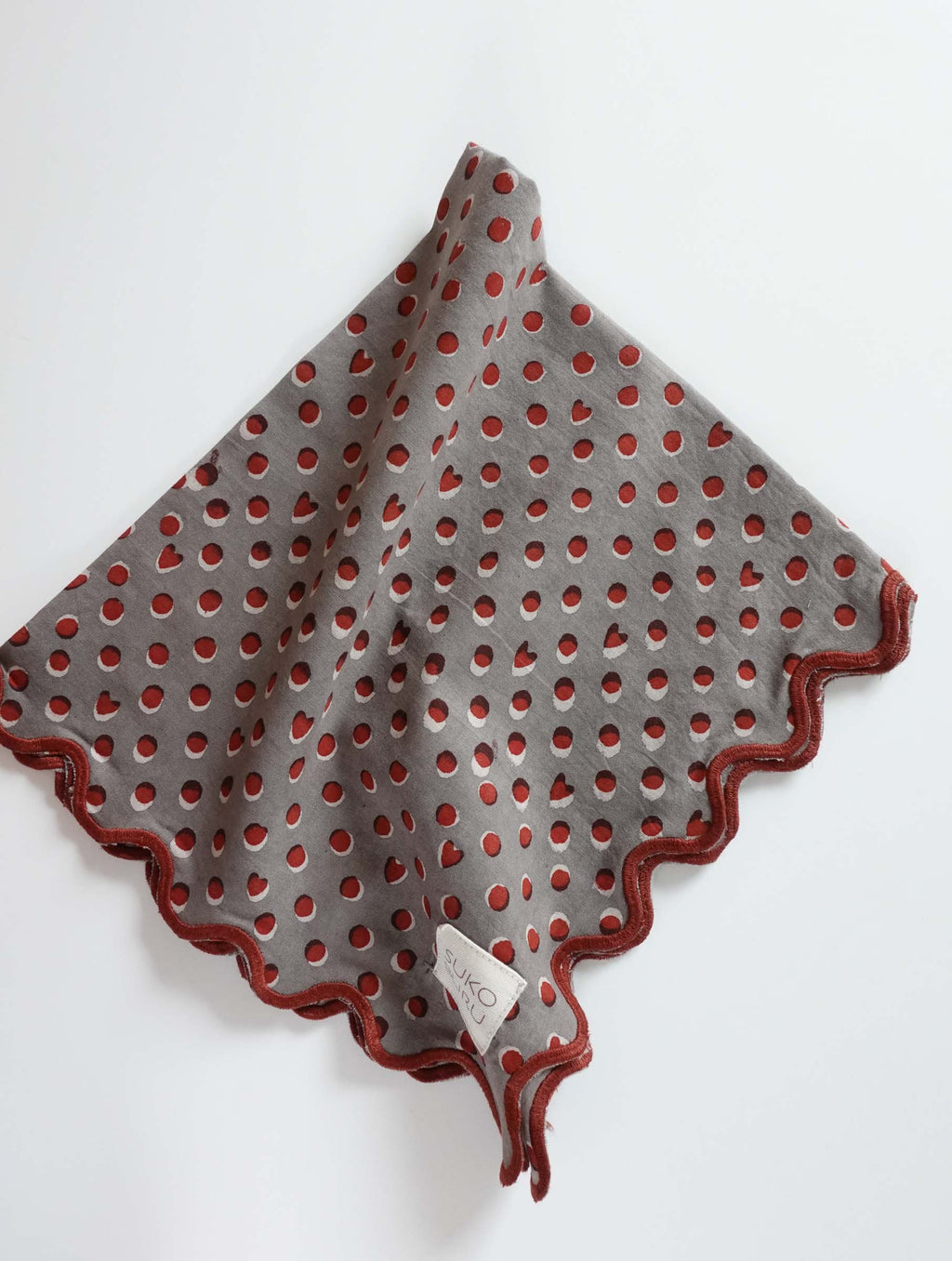 Wave Embroidered Handkerchief | Hidden Heart Ash